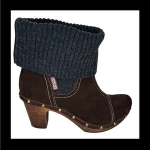 Penelope Chilvers Anthropologie Suede Cuffed Clog Sweater Boots